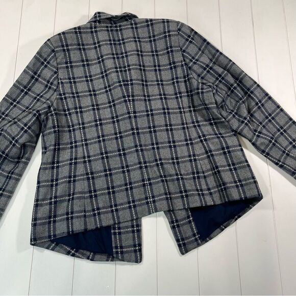 Draper James x Eloquii Gray Blue Plaid Wool Blend Blazer size 18 - Picture 3 of 11